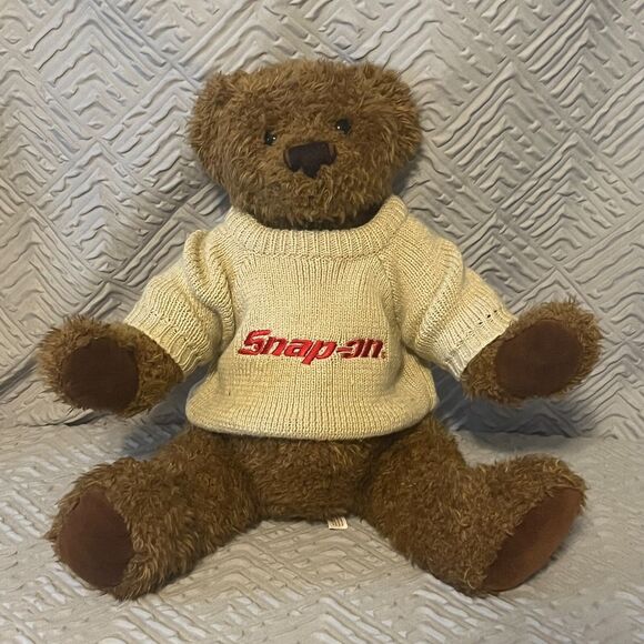 Snap-On Tools Teddy Bear 12" Vtg 90's Promotional Sweater Plush Stuffed Animal - Picture 1 of 8